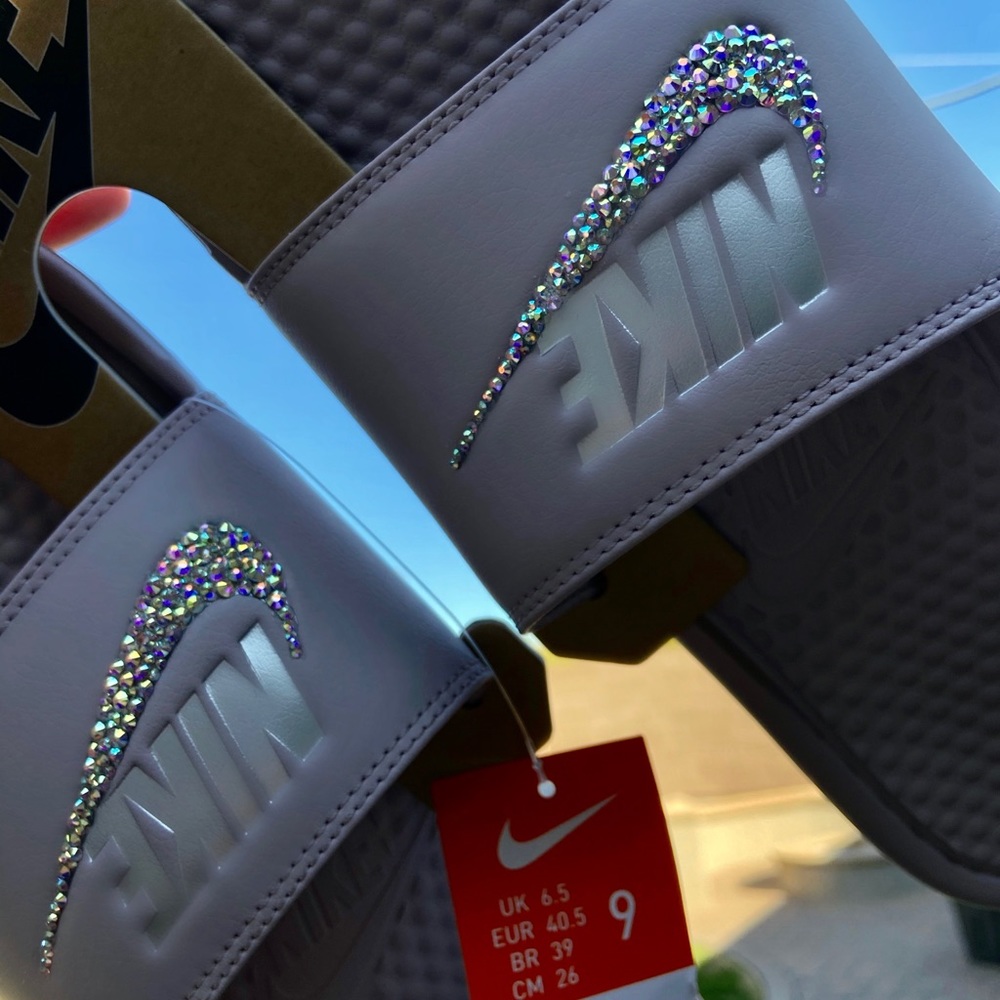 Custom Pink Rhinestone Crystal Bling Nike Slides
